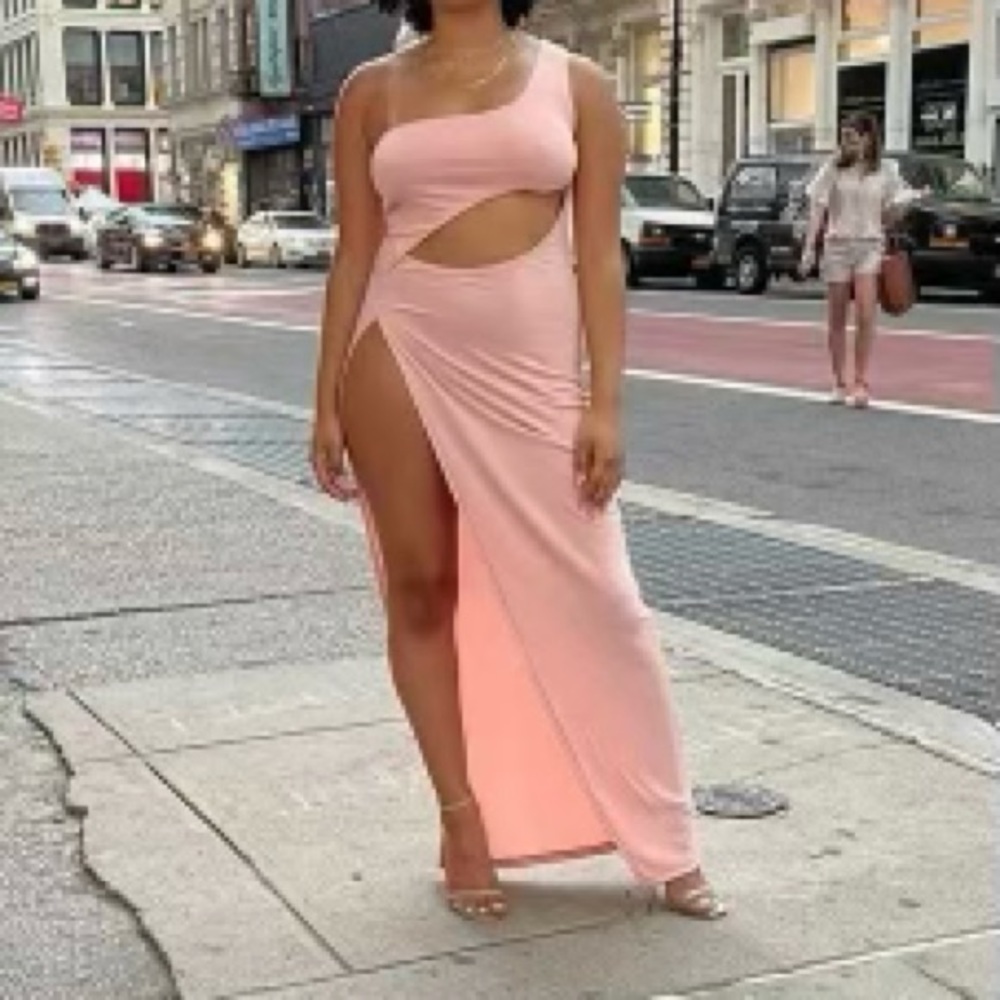 Cut Out Shoulder Solid Color Long Sexy Dress